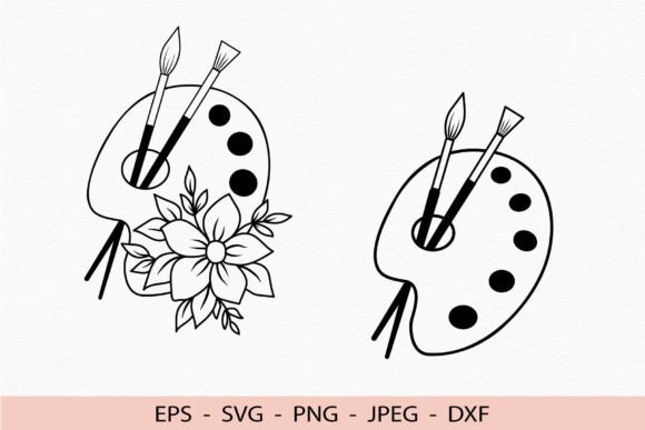 Artist Svg Floral Brush Palette Cricut Graphics for Crafts