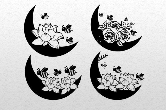Bee Svg Floral Moon Bundle for Graphics and Crafts