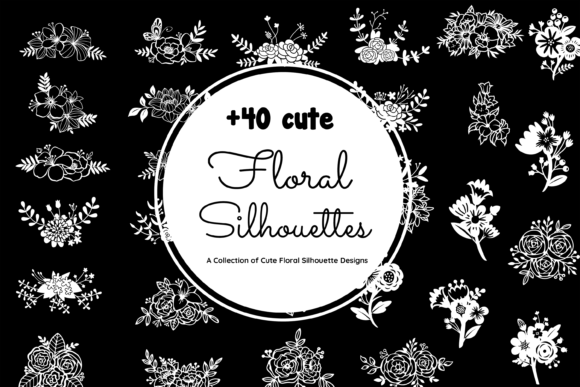 Blooming Beauties Cute Floral Silhouett Graphics and Illustrations
