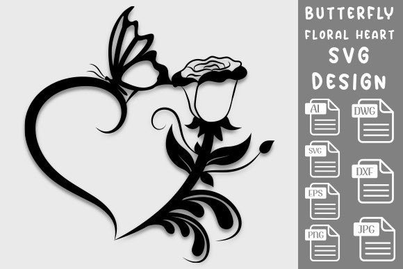 Butterfly Floral Heart SVG Bundle for Crafts and Graphics