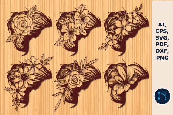 Cricut Floral Messy Bun SVG Bundle for Graphics and Crafts
