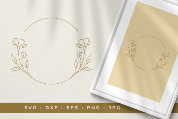 Elegant Flower Floral Circle Frame Graphics and Illustrations