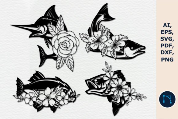 Fish with Flowers SVG Bundle: Premium Graphics for Crafts
