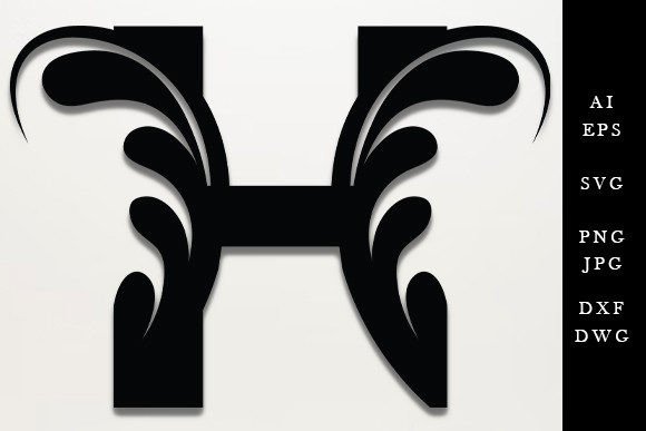 Floral Alphabet Laser Cut Svg, H Letter for Wall Decor