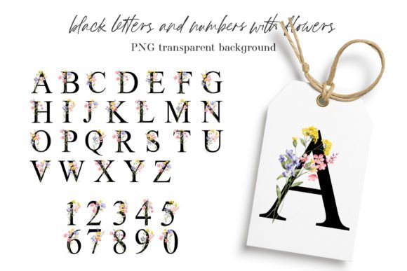Floral Alphabet, Letters and Numbers Graphics