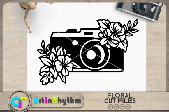 Floral Camera SVG, Camera with Flowers for Graphics and Crafts