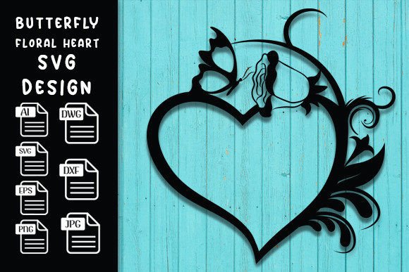 Floral Heart Butterfly Laser Cut for Wall Decor