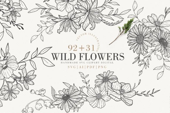 Floral Line Art Elegant Botanical Graphics and Illustrations