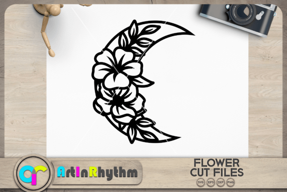 Floral Moon SVG: A Graphic Design Asset for Crafts