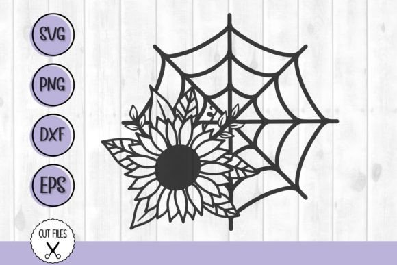 Floral Spider Web Svg, Sunflower Svg Graphics for Crafts