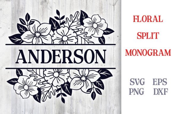 Floral Split Monogram SVG Cut File: Graphics for Crafts