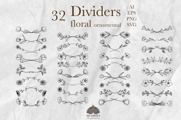 Floral Text Dividers SVG PNG EPS Graphics and Illustrations Review