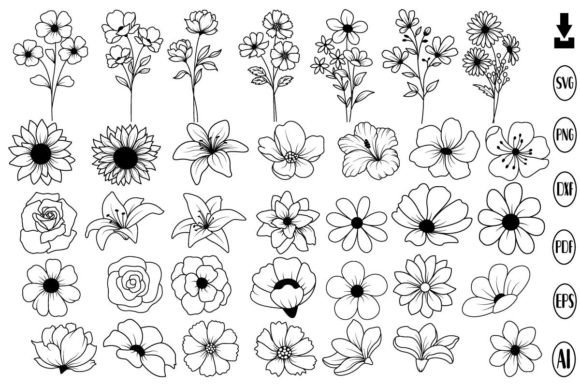 Flowers Svg Bundle, Flower Svg, Floral Graphics and Illustrations