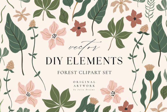 Forest Boho Flowers SVG PNG Floral Graphics and Illustrations