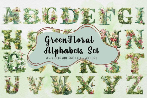 Green Floral Alphabets, Magical Flowers