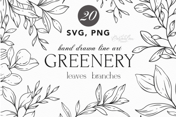 Greenery SVG, Line Art FLoral SVG Graphics and Illustrations