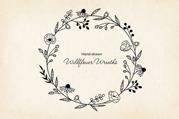 Hand-drawn Vector Floral Garland SVG Graphics Freebies