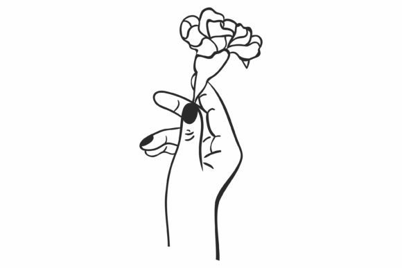 Hand Holding Flowers Svg, Floral Woman Graphics and Illustrations