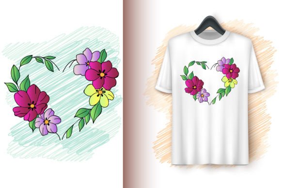 Heart with Floral Doodle Art Style Graphics and Illustrations Review