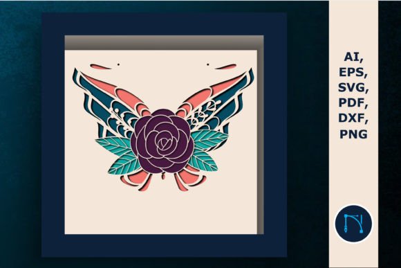 Multilayer Floral Butterfly Shadow Box 3D SVG for Shadow Boxes