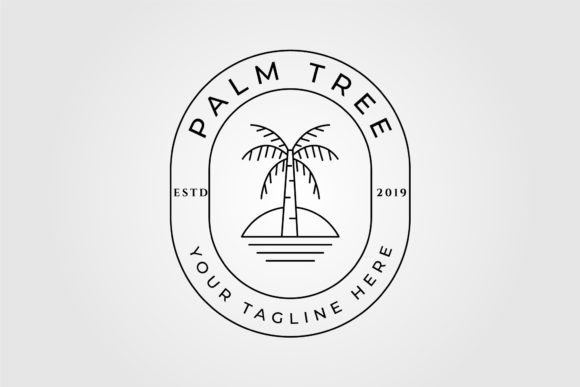 Palm Tree Line Art Logo, Icon and Symbol for Graphics & Logos