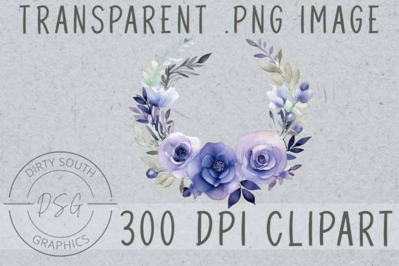 Purple Watercolor Floral Wreath Graphics and Illustrations Review