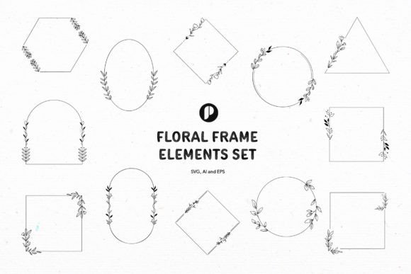 Simple Floral Frame Elements Set Graphics and Illustrations